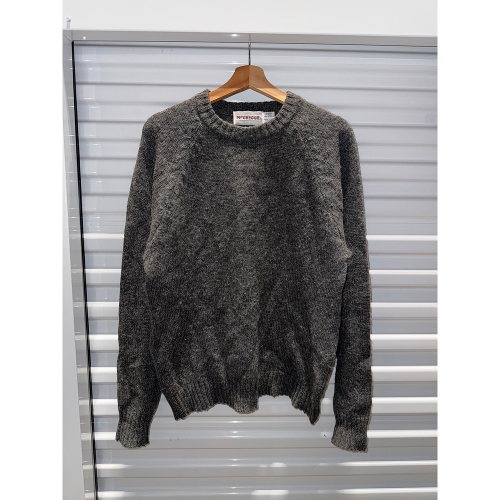 McGregor Vintage Mens Large Wool Blend Crew Neck Sweater Charcoal Gray Marl Knit